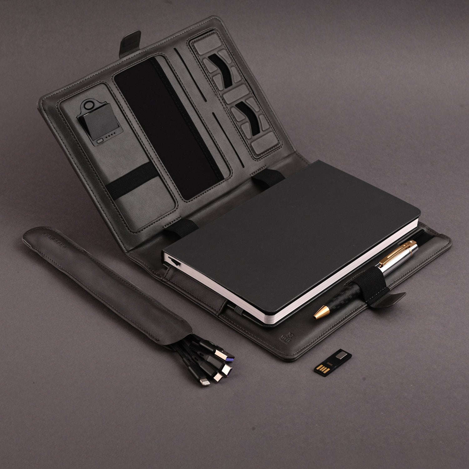 Sheaffer Superbook Organizer with Wireless Charging + 12000 mAh Powerbank and 32GB Pendrive - Grey Sheaffer