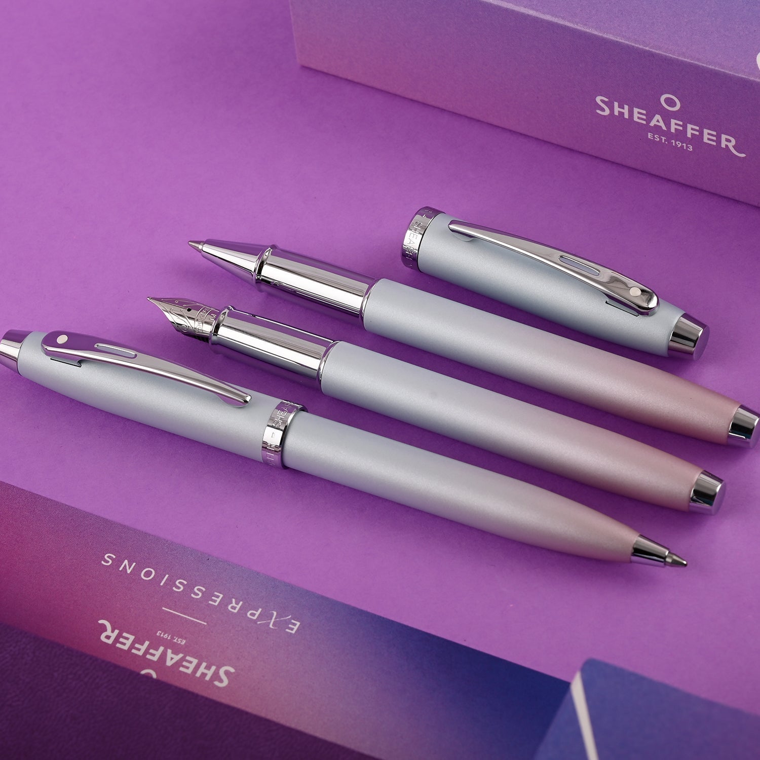 Sheaffer Expressions 100 Ball Pen - Blue & Pink Pearlised Gradient CT Sheaffer