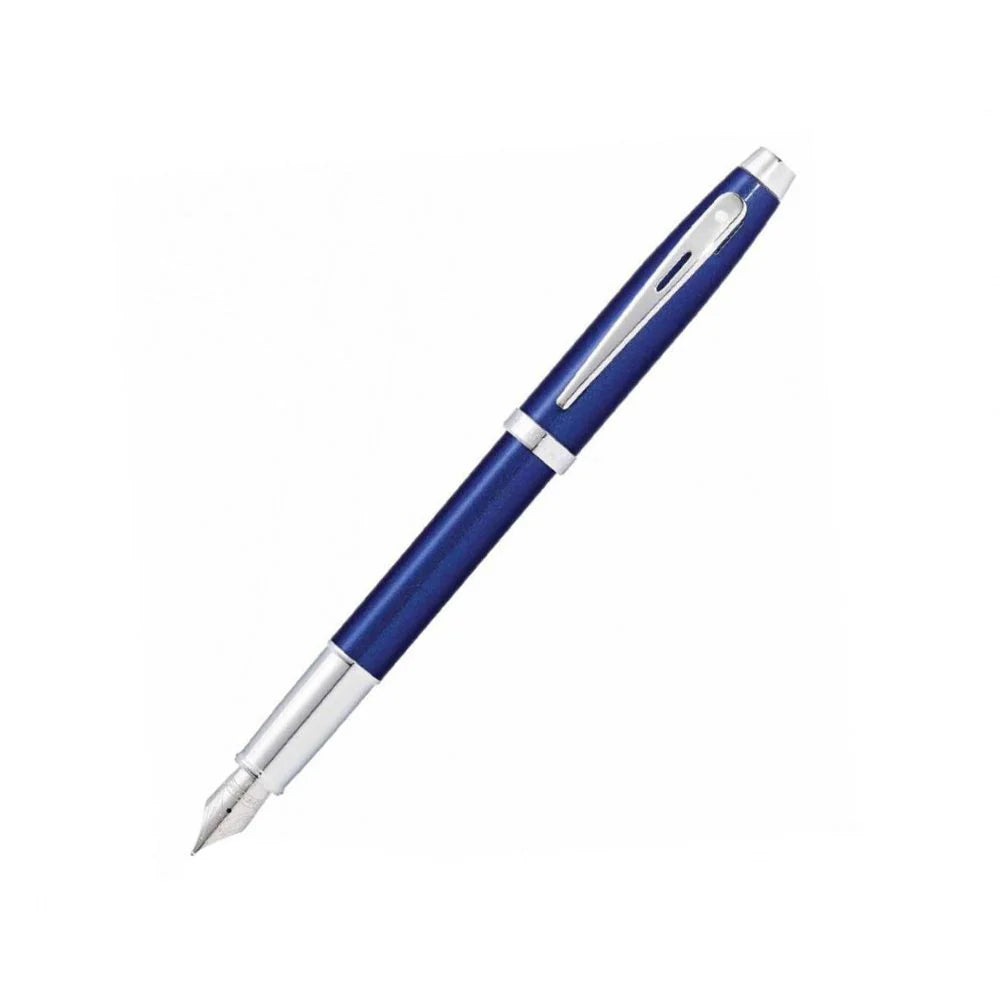 Sheaffer 100 9339 Glossy Blue with Chrome Trim Fountain Pen - Medium Nib Sheaffer