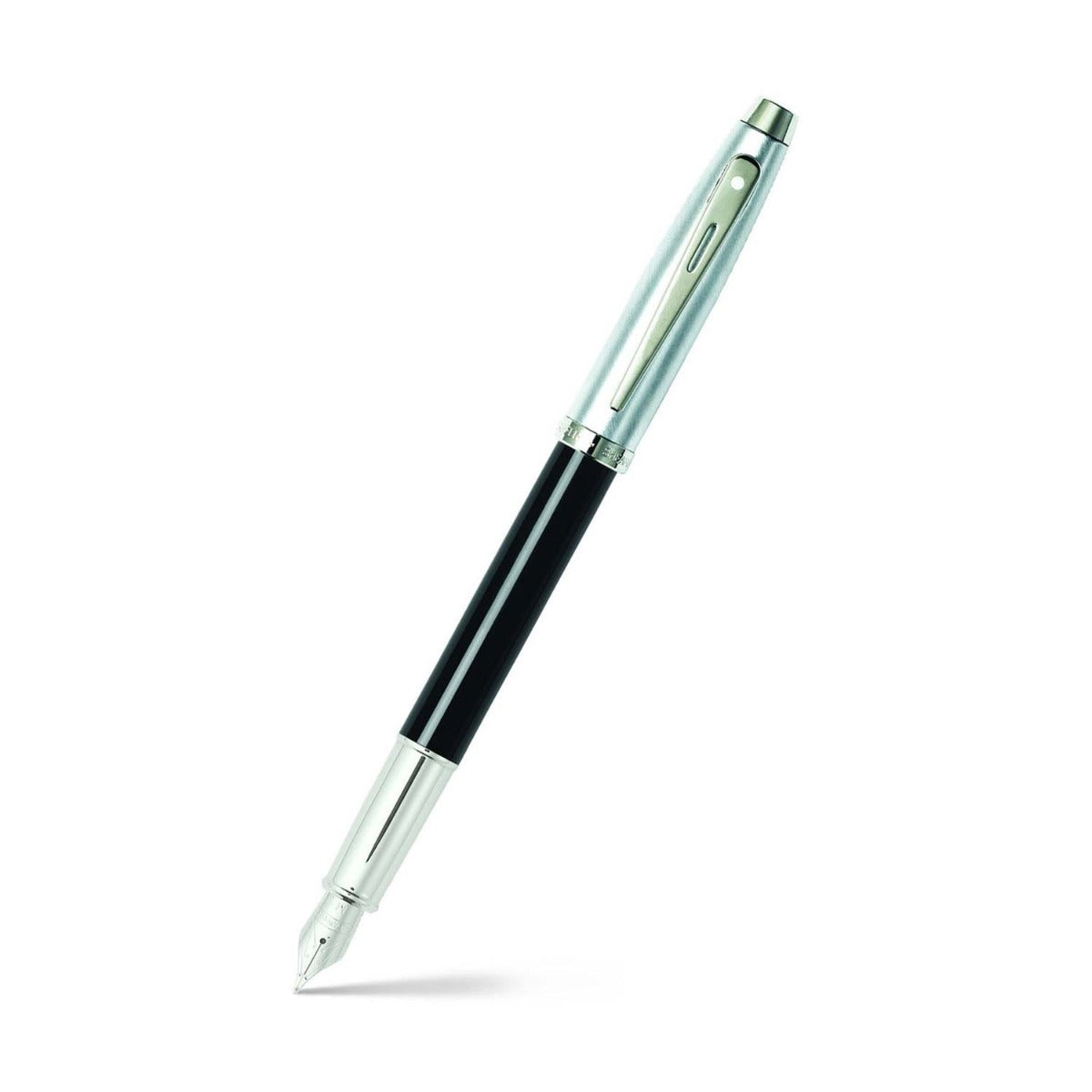 Sheaffer 9313 Gift 100 Fountain Pen (Medium) Glossy Black and Brushed Chrome with Chrome Plated Trim Sheaffer