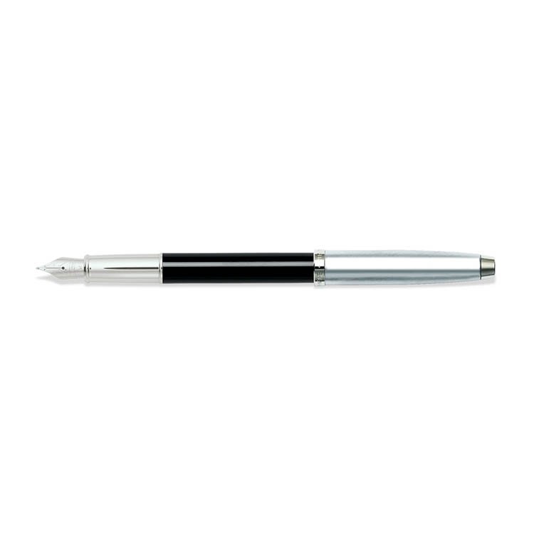 Sheaffer 9313 Gift 100 Fountain Pen (Medium) Glossy Black and Brushed Chrome with Chrome Plated Trim Sheaffer