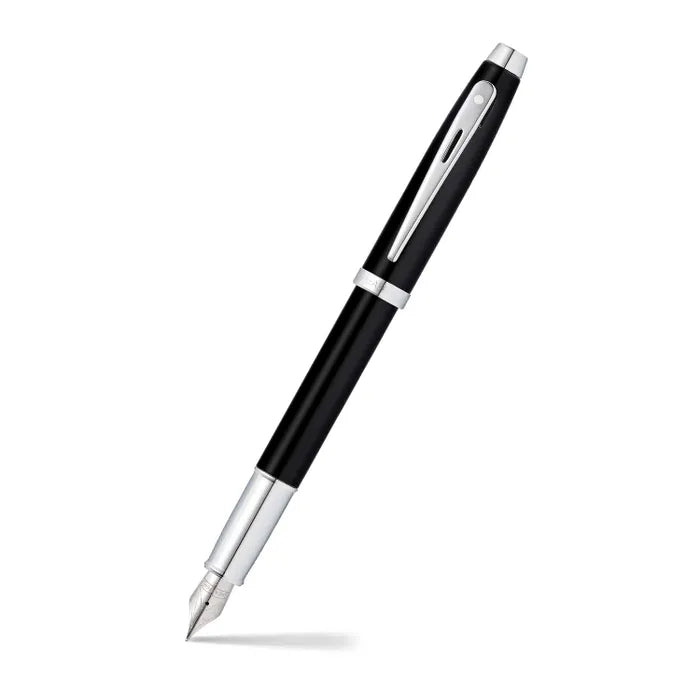 Sheaffer 100 E9317 Matte Black With Chrome Plated Trims Medium Fountain Pen And Ball Pen Set Sheaffer