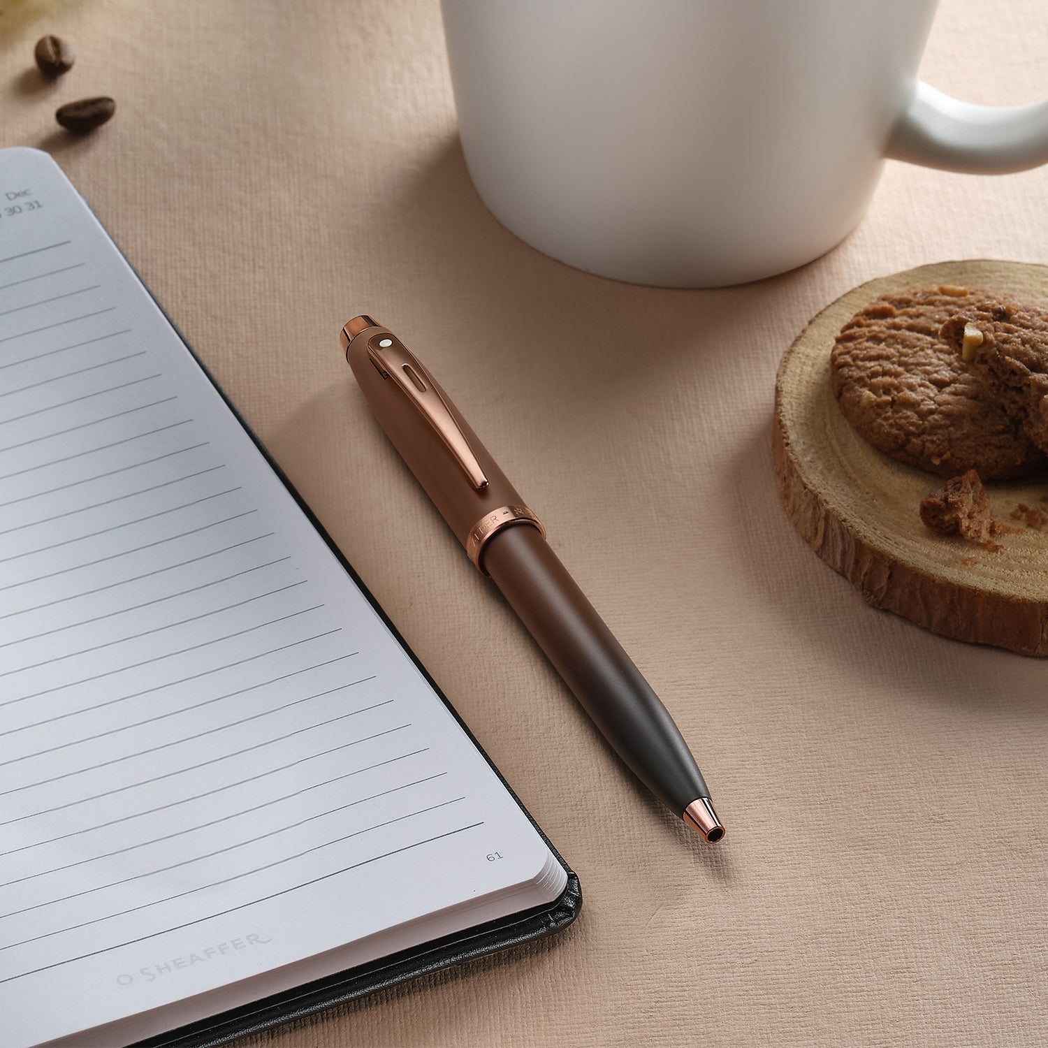Sheaffer 100 9374 Coffee Edition Matt Brown Ballpoint Pen with Regal Brown PVD Trims William Penn
