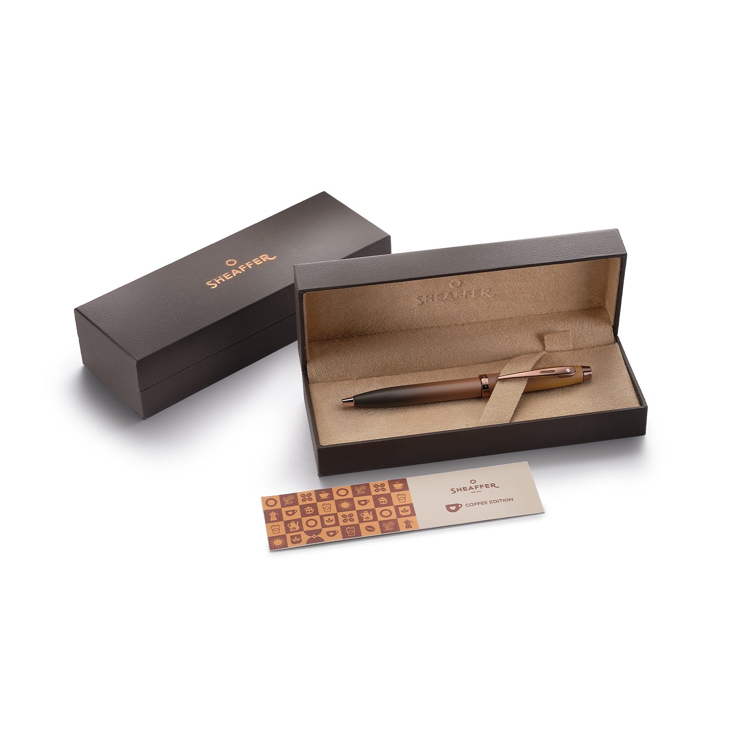 Sheaffer 100 9374 Coffee Edition Matt Brown Ballpoint Pen with Regal Brown PVD Trims William Penn