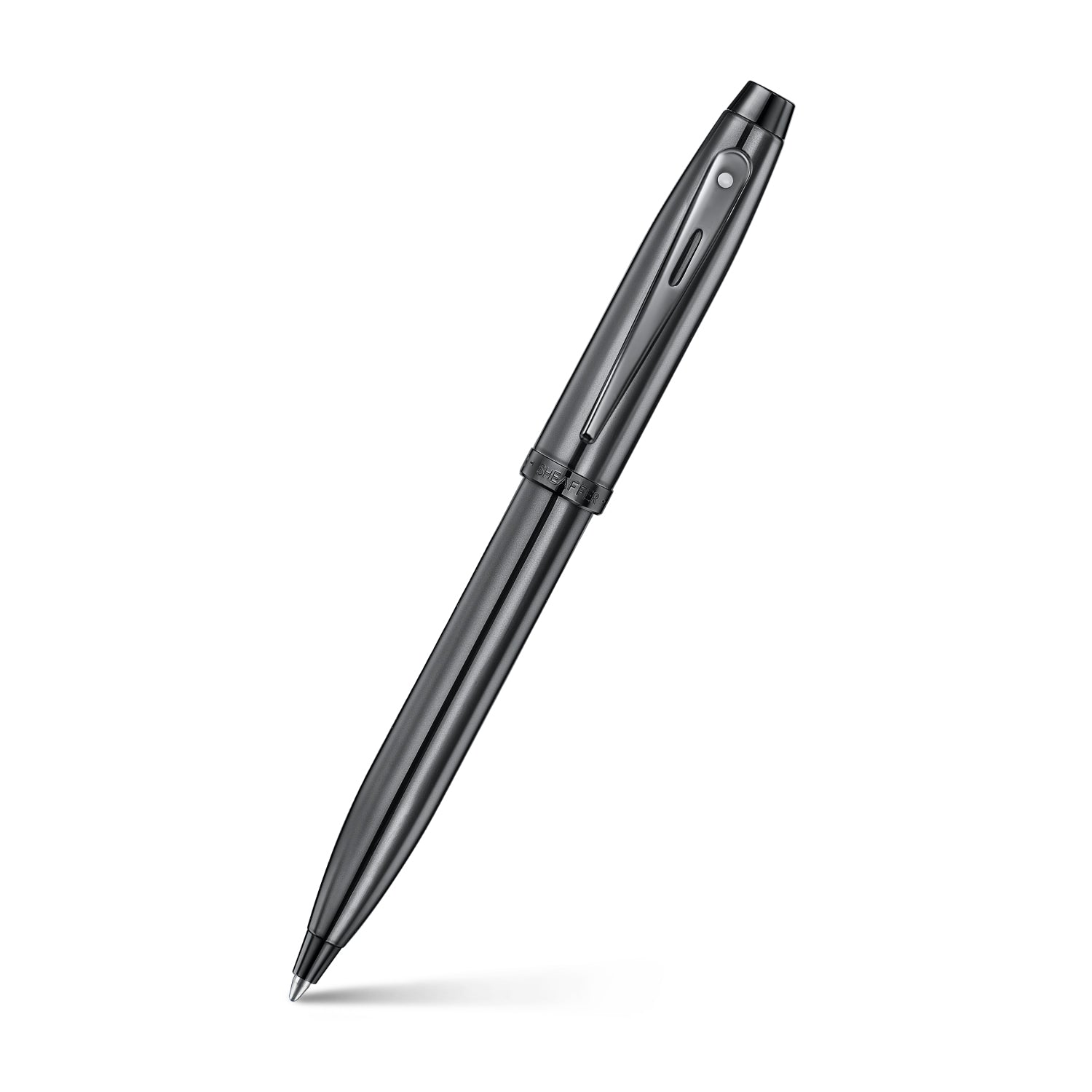 Sheaffer 100 9375 Ionic Gunmetal Grey Ballpoint Pen with Shiny PVD Trims Pen Club
