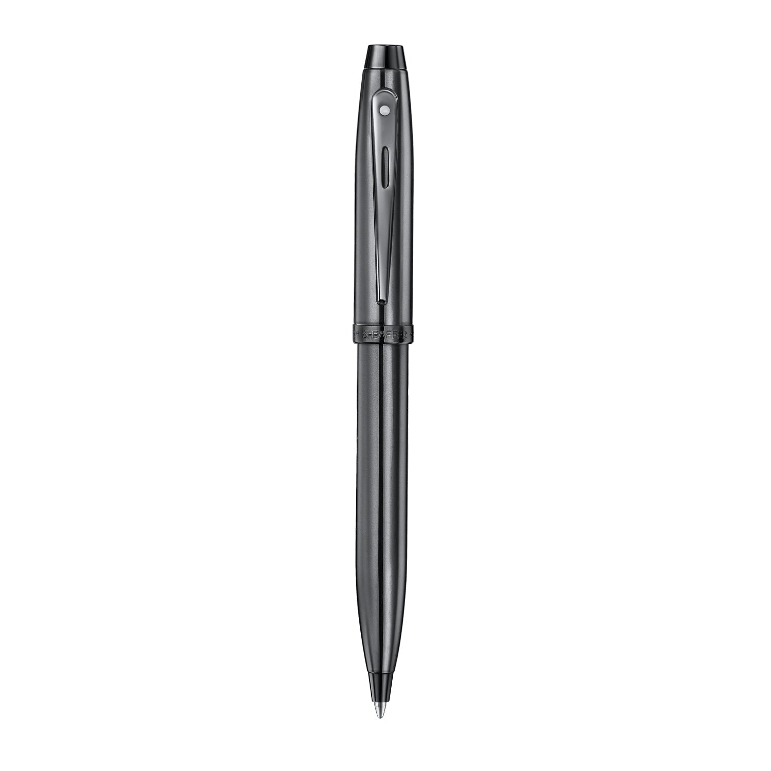 Sheaffer 100 9375 Ionic Gunmetal Grey Ballpoint Pen with Shiny PVD Trims Pen Club