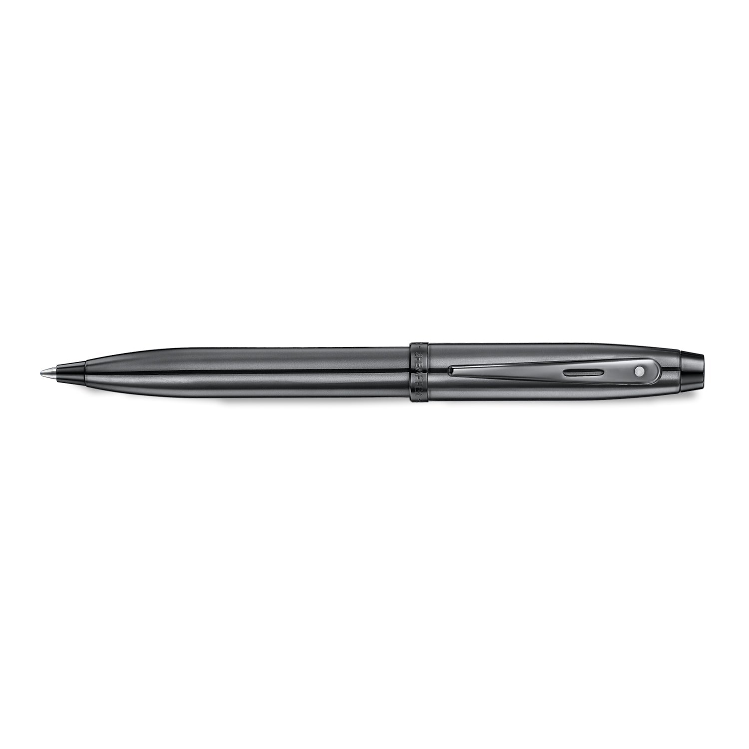Sheaffer 100 9375 Ionic Gunmetal Grey Ballpoint Pen with Shiny PVD Trims Pen Club