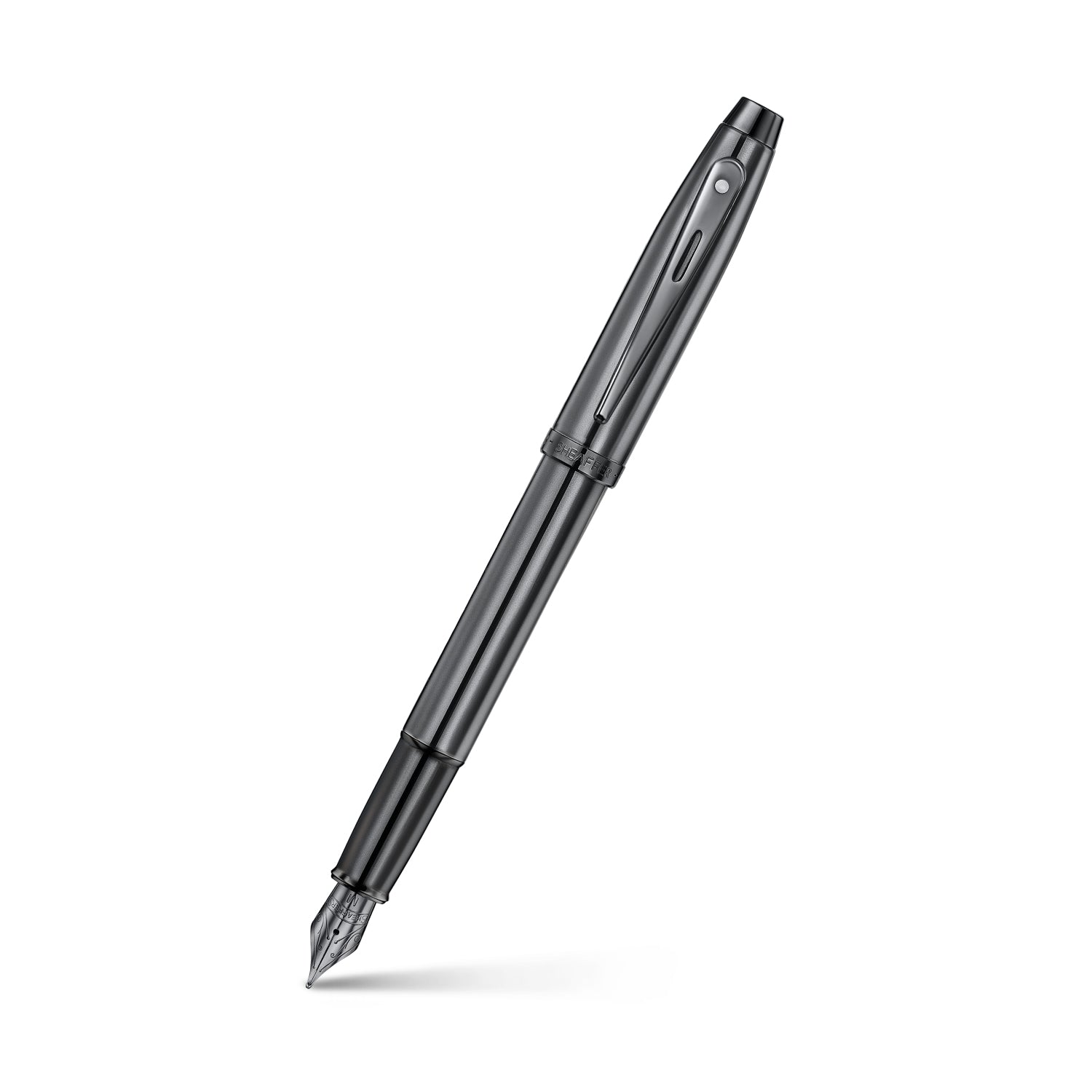 Sheaffer 100 9375 Ionic Gunmetal Grey Fountain Pen with Shiny PVD Trims - Medium Sheaffer