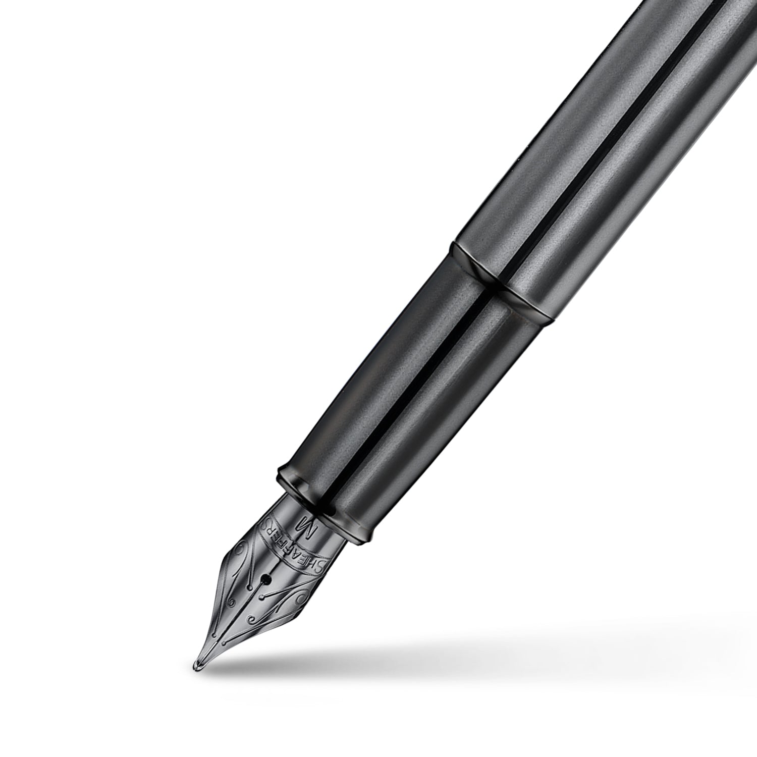Sheaffer 100 9375 Ionic Gunmetal Grey Fountain Pen with Shiny PVD Trims - Medium Sheaffer
