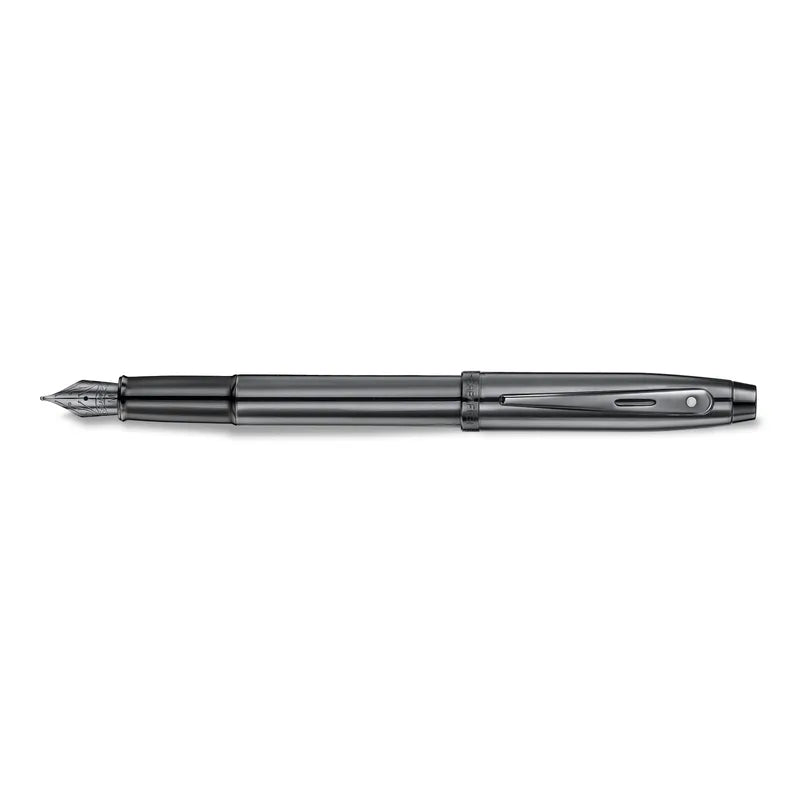 Sheaffer 100 9375 Ionic Gunmetal Grey Fountain Pen with Shiny PVD Trims - Medium Sheaffer