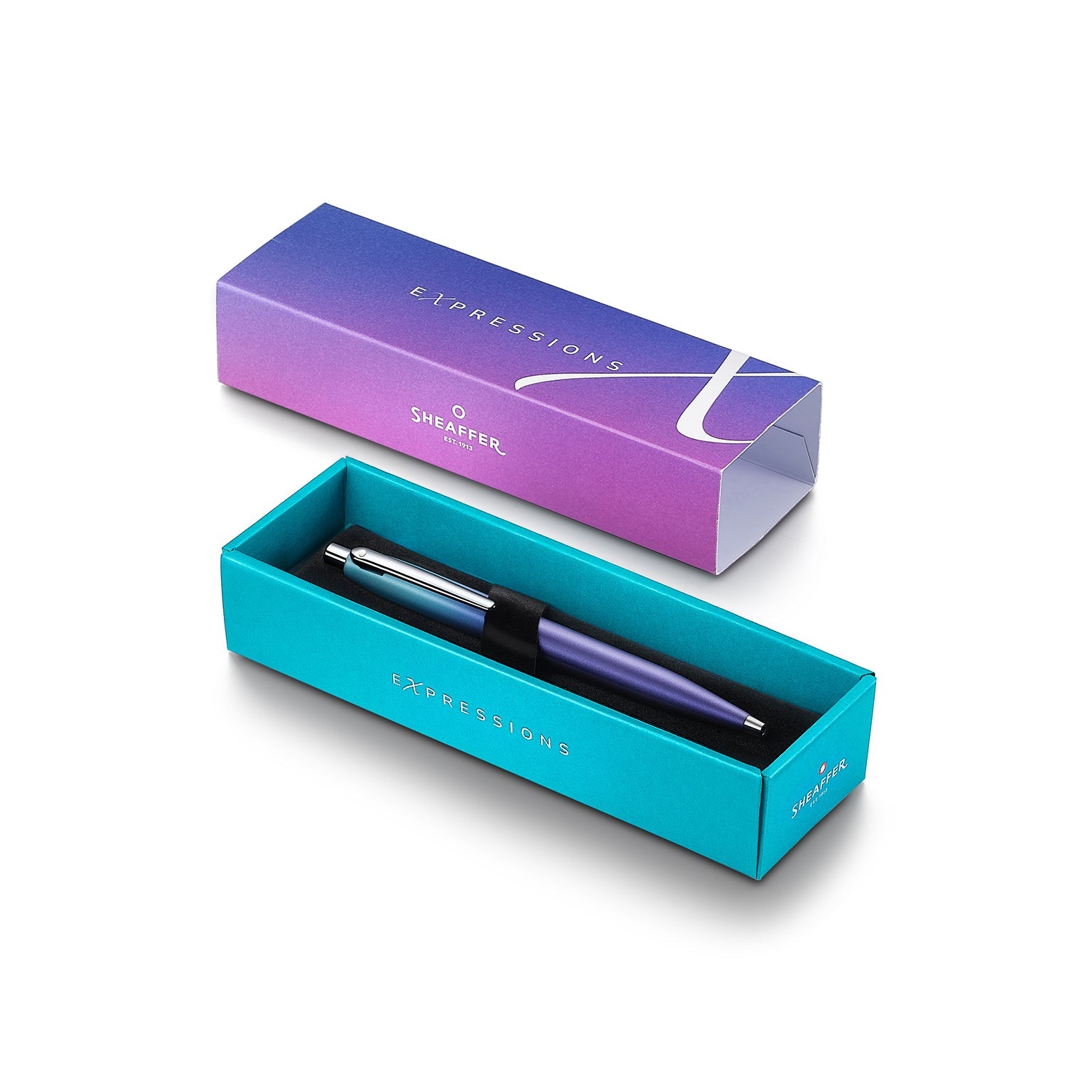 Sheaffer Expressions VFM 9430 Blue and Purple Pearlised Gradient Ballpoint Pen with Chrome-Plated Trims William Penn