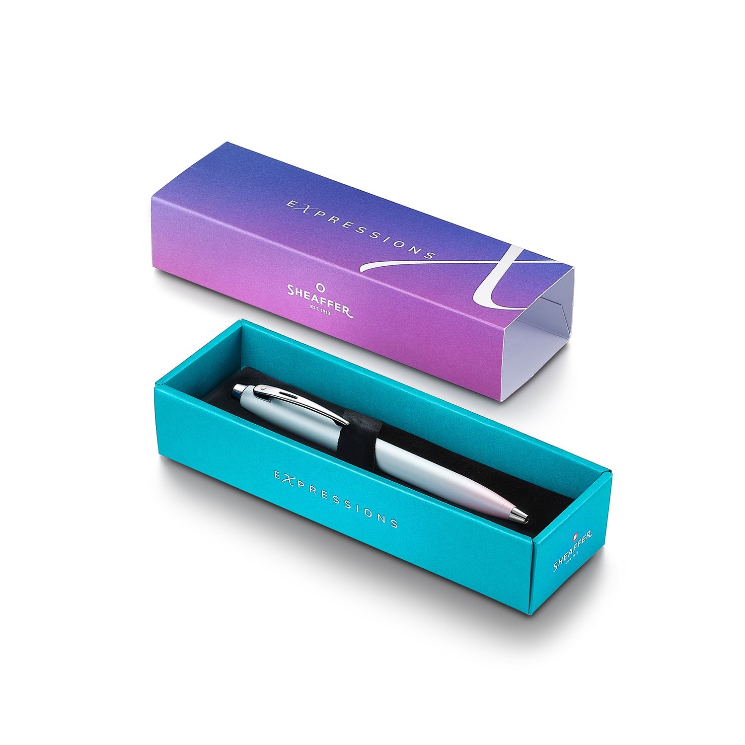 Sheaffer Expressions 100 9376 Blue and Pink Pearlised Gradient Ballpoint Pen with Chrome-plated Trims William Penn
