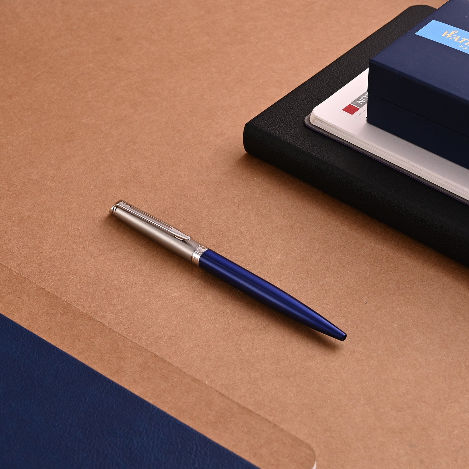 Waterman Hemisphere Essential Stainless Steel Ball Pen - Matte Blue CT Waterman