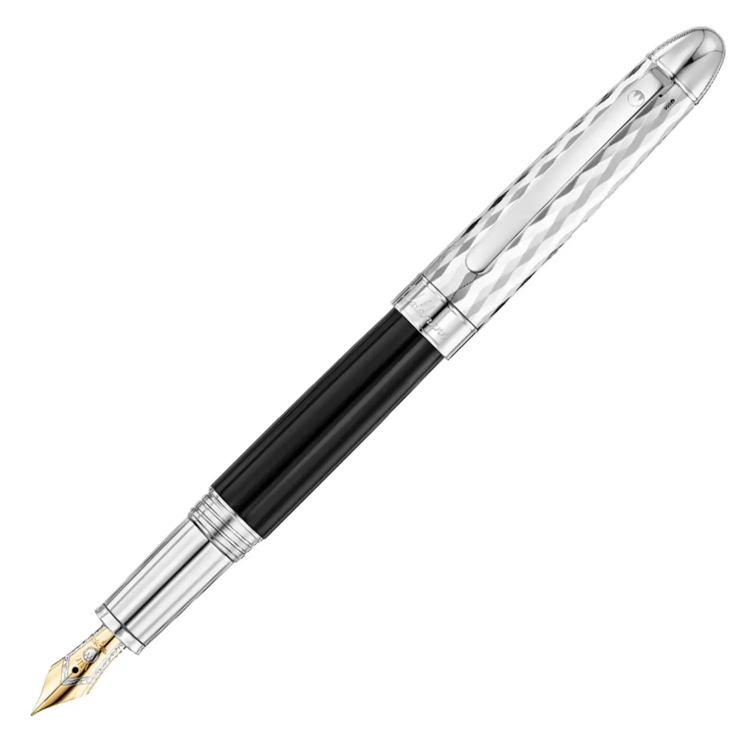 Waldmann Precieux 18K Gold Fountain Pen - Wave Black Silver CT Waldmann