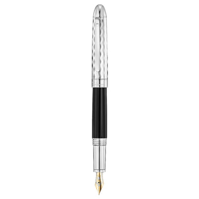Waldmann Precieux 18K Gold Fountain Pen - Wave Black Silver CT