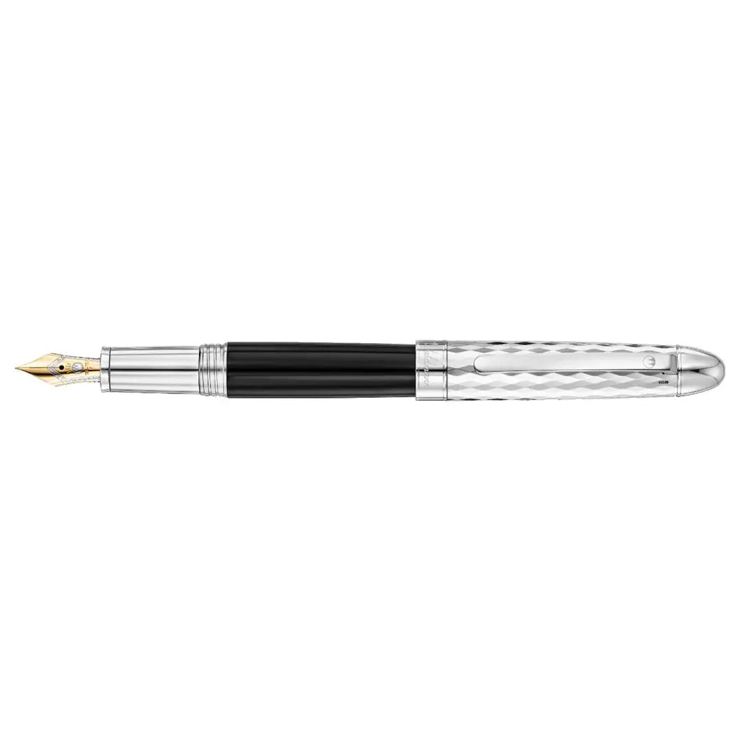 Waldmann Precieux 18K Gold Fountain Pen - Wave Black Silver CT Waldmann
