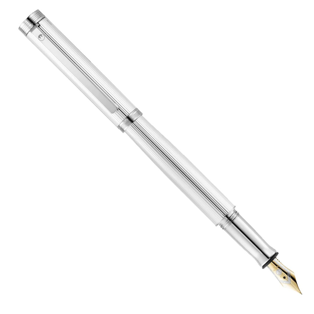 Waldmann Tapio 18K Gold Fountain Pen - Pinstripe Silver CT