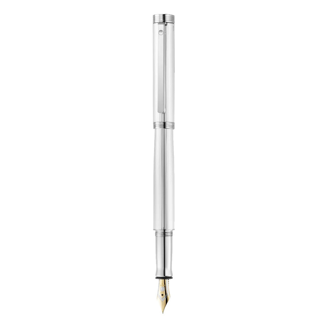 Waldmann Tapio 18K Gold Fountain Pen - Pinstripe Silver CT