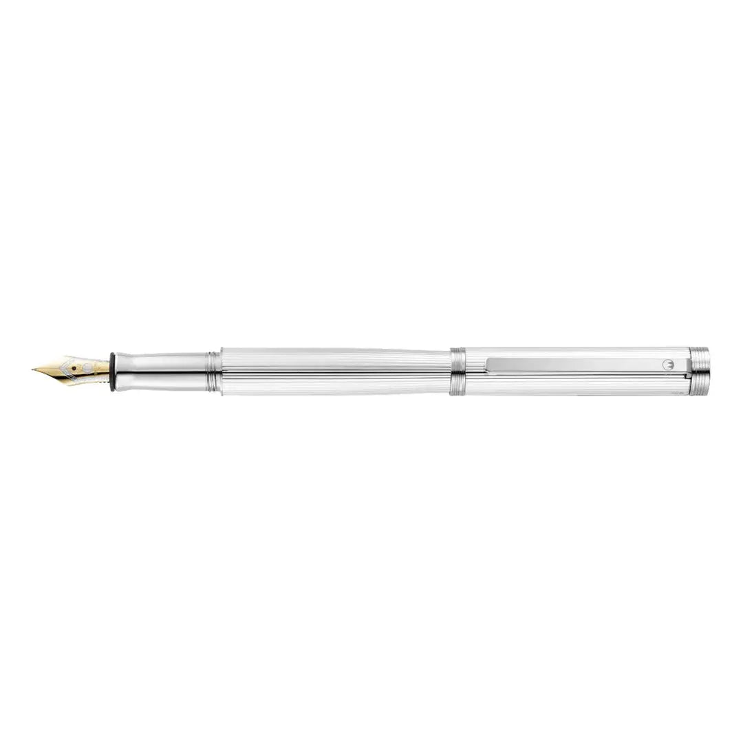 Waldmann Tapio 18K Gold Fountain Pen - Pinstripe Silver CT Waldmann