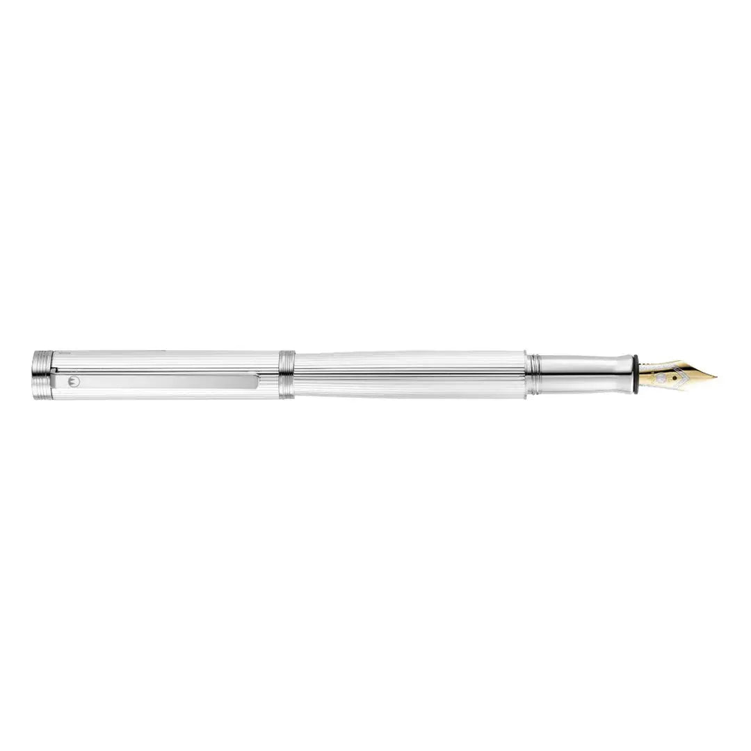 Waldmann Tapio 18K Gold Fountain Pen - Pinstripe Silver CT Waldmann