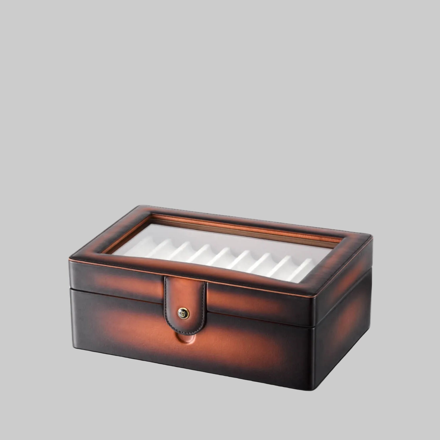Lapis Bard Hemingway Dual-Tone Pen Chest with Plexiglas Top (20 Pen Capacity) - Cognac Lapis Bard